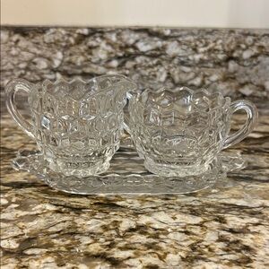 Elegant Crystal Creamer and Sugar Set